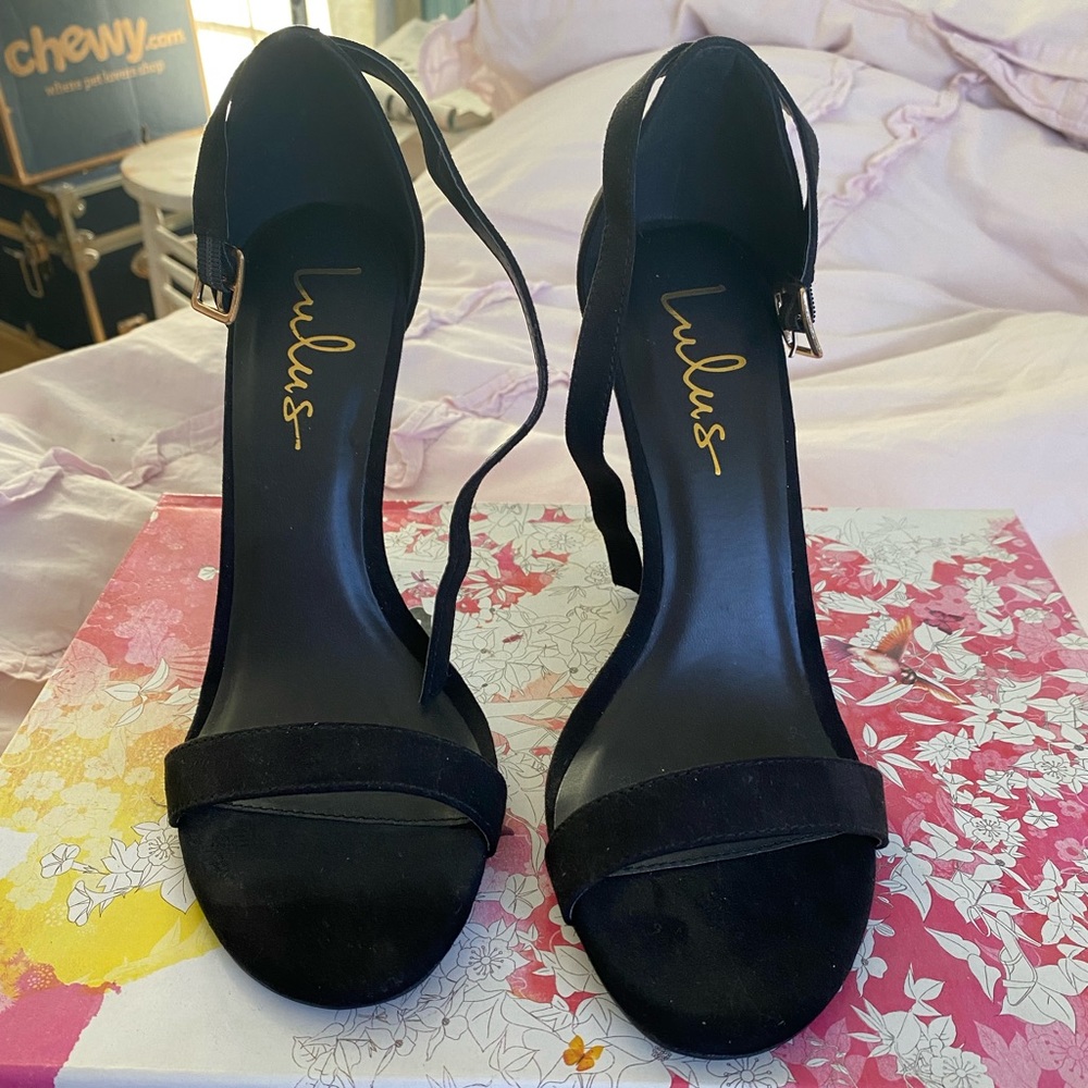 Black Ankle Strap Heels (Size 8)